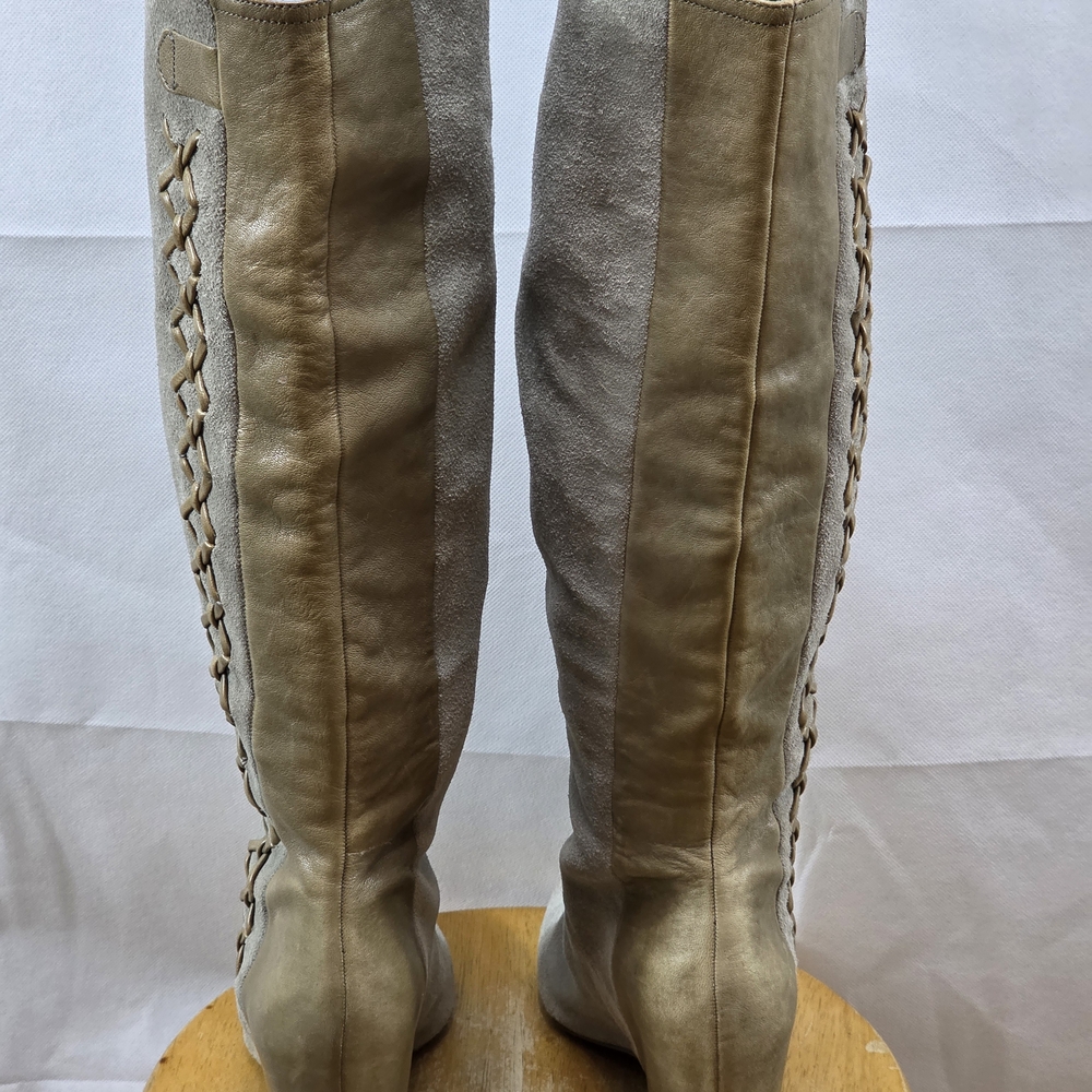 Gianni Bini Over the Knee Boots in Gray and Tan - Picture 3 of 7